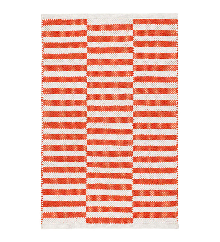 lifestyle, Dash and Albert - Sailing Stripe Tangerine Handwoven Indoor / Outdoor Rug - DA1962
