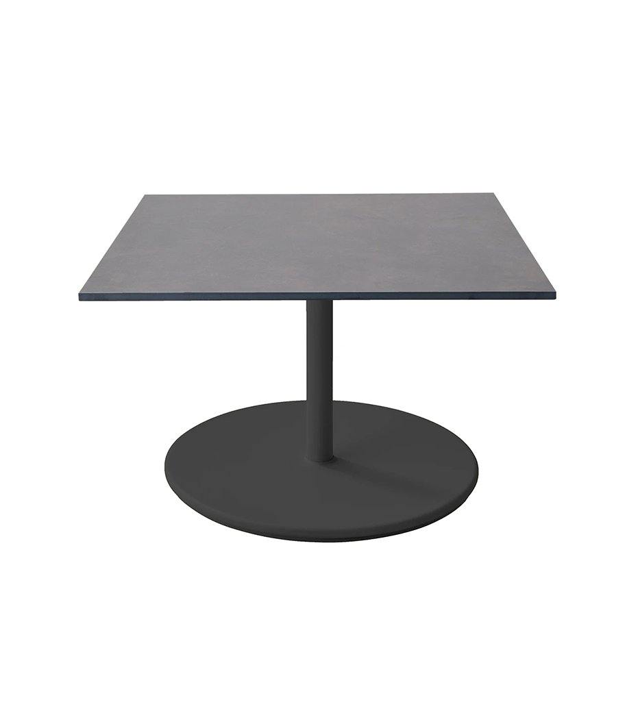 Cane-Line Go Low Cafe Table Large Lava Grey Base with Square 29.6" Dark Grey HPL Top 5044AL_P75X75HPSDG