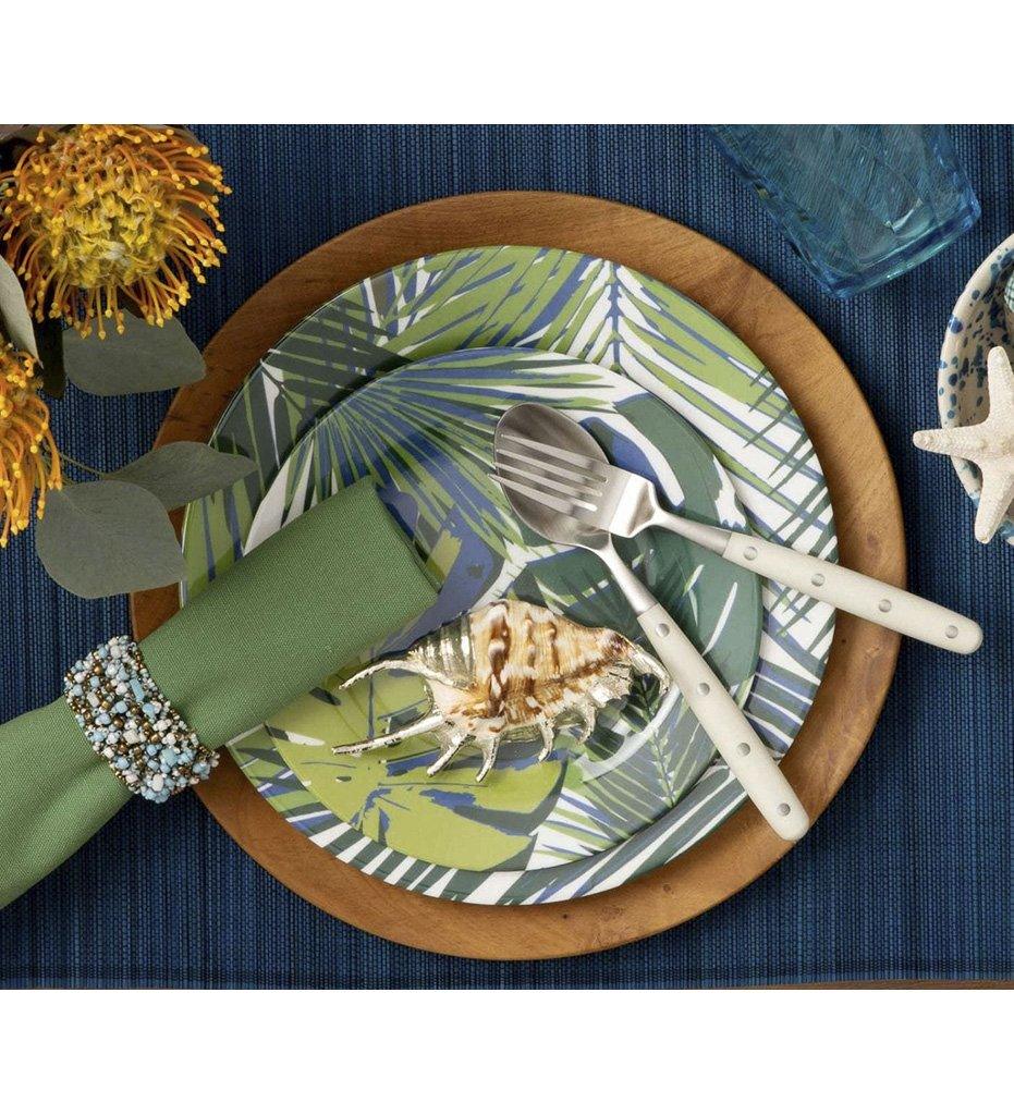 Allred Co-Blue Pheasant-Kinsey Palm Leaf Salad/Dessert Plate, Set of 4