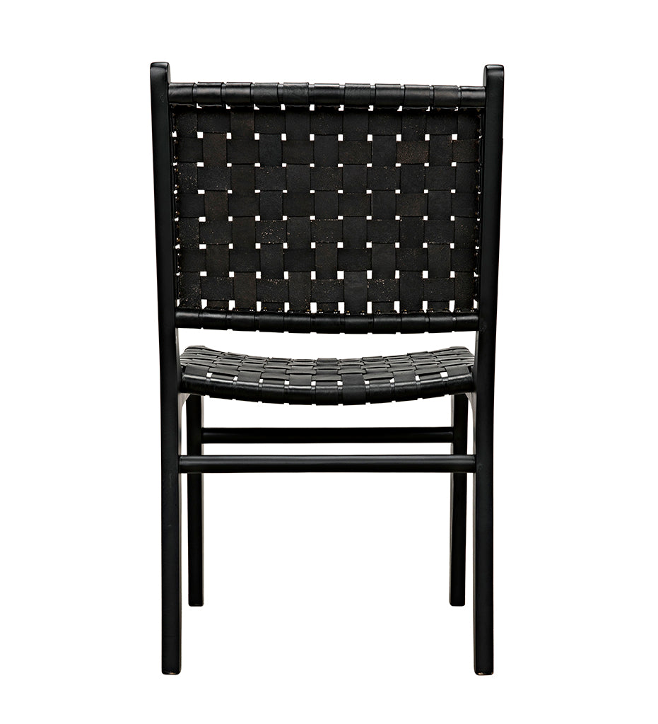Noir Dede Dining Chairs - Leather - Black GCHA277B