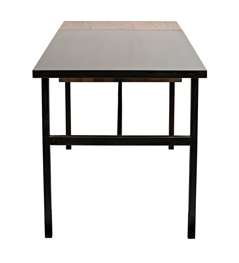 Noir Algeron Desk with Black Steel GDES144MTB