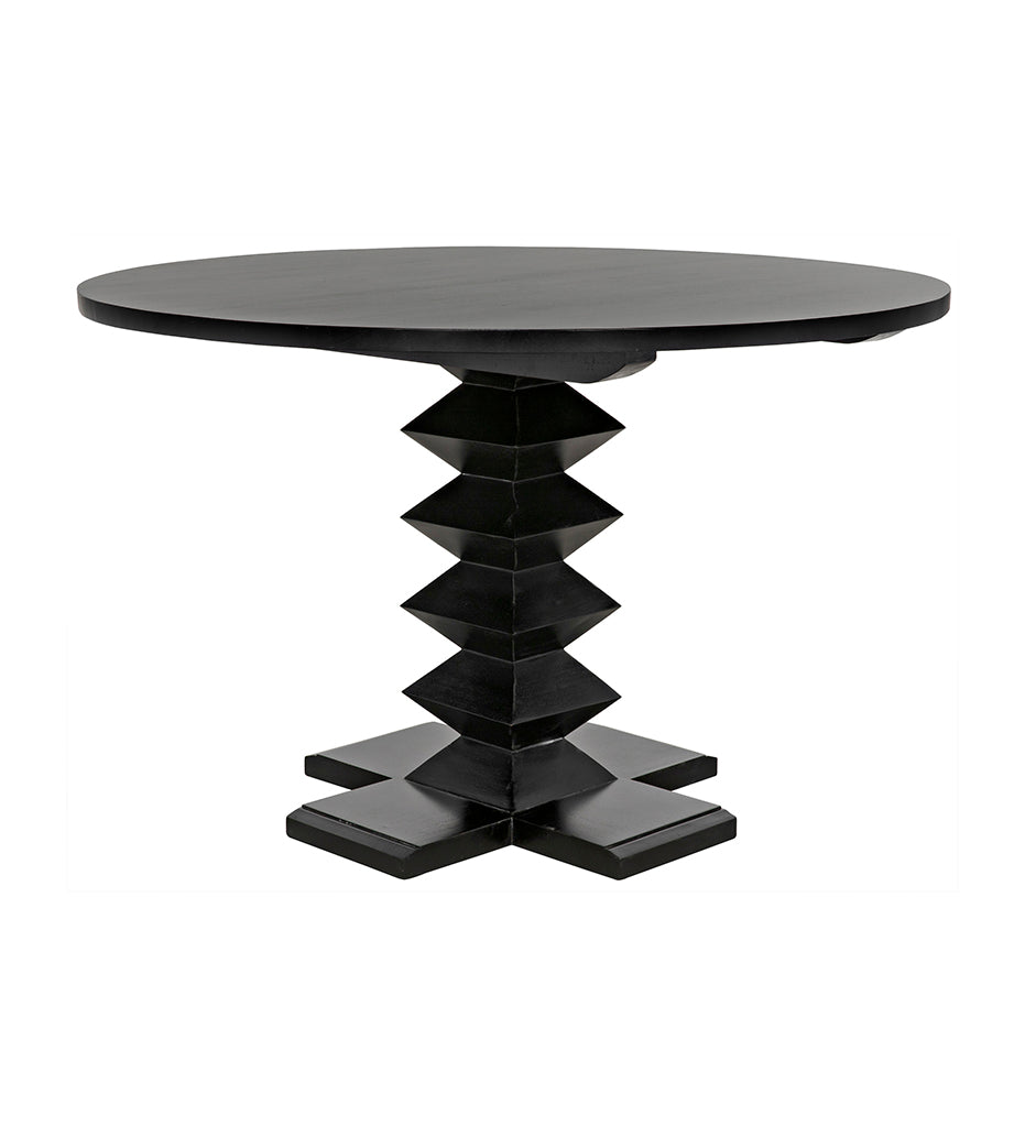 Noir Zig-Zag Dining Table - 48&quot; Diameter - Hand Rubbed Black GTAB472HB-48