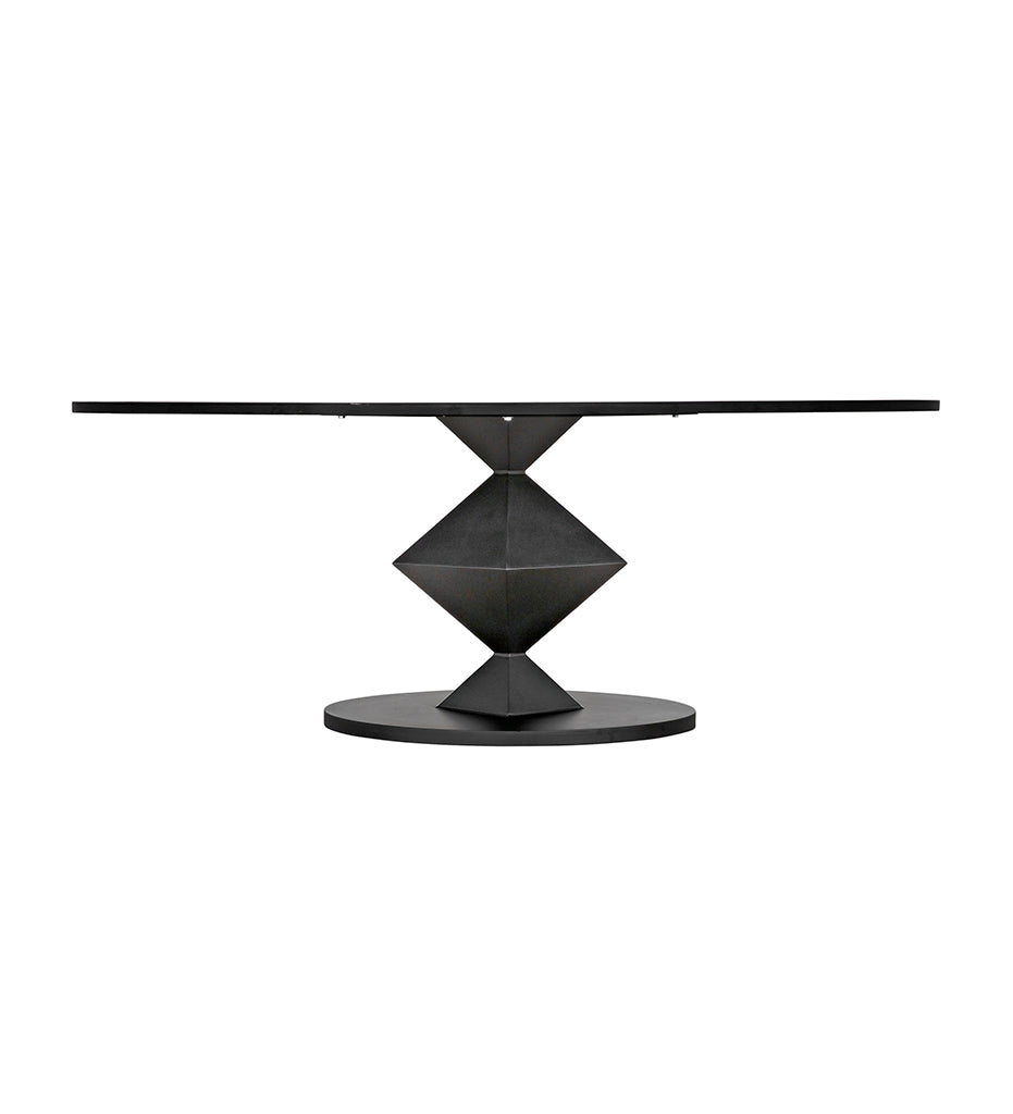 Noir Katana Oval Dining Table - Black Metal GTAB565MTB