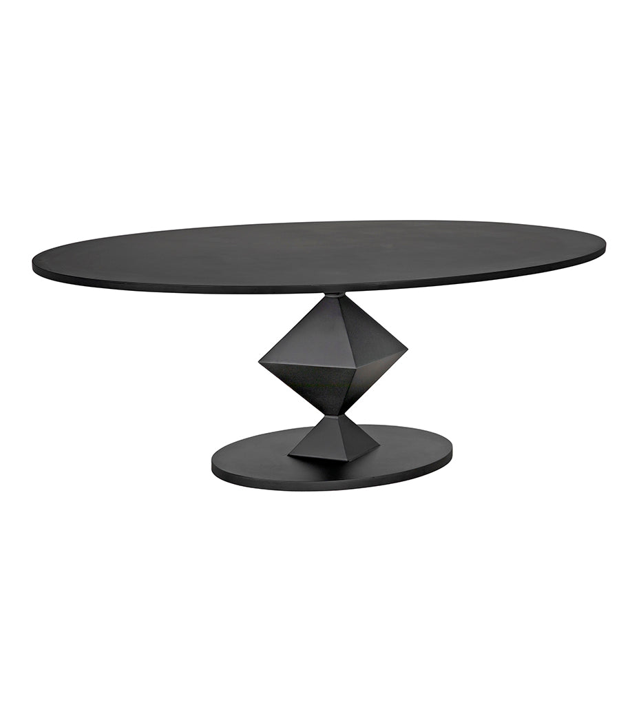 Noir Katana Oval Dining Table - Black Metal GTAB565MTB
