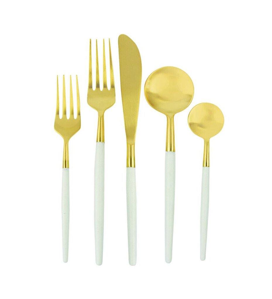Be Home White &amp; Gold Flatware