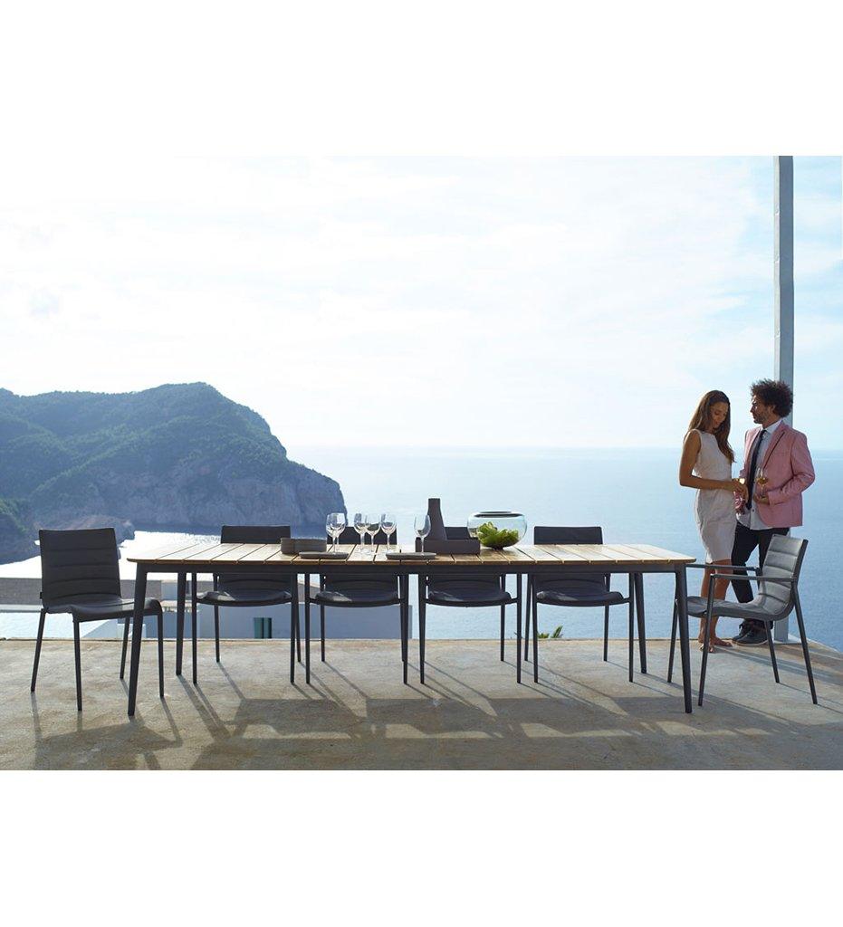 lifestyle, Cane-line Core Dining Table - Large 5029 Teak and Taupe Aluminum Outdoor