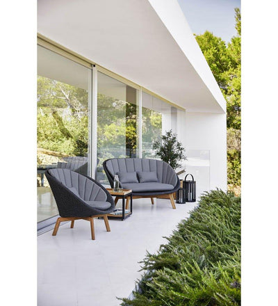 lifestyle, Cane-line Peacock 2 Seater Grey Rope Outdoor Sofa with Teak Legs