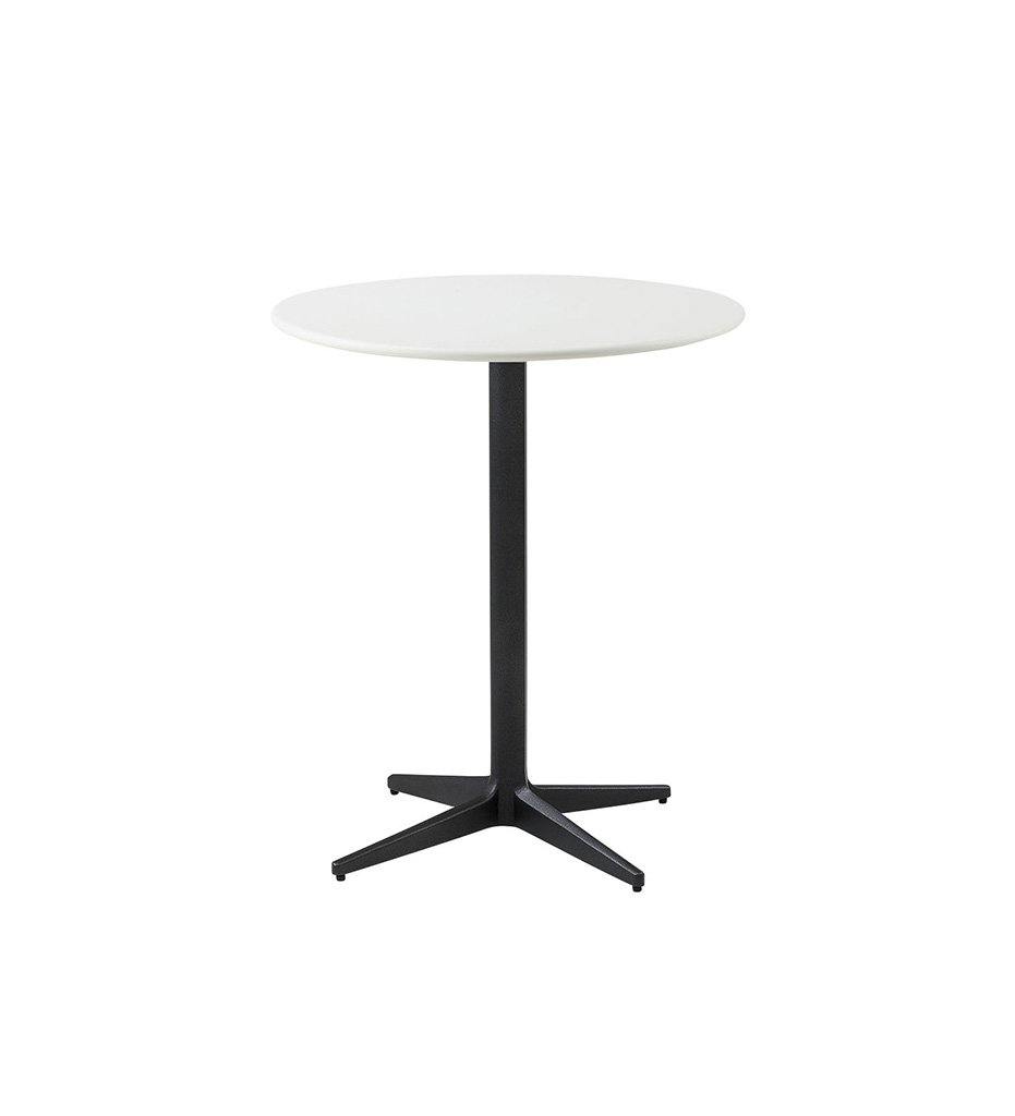 Cane-Line Drop Cafe Table Lava Grey Base with 23.7&quot; White Aluminum Top 50400AL+P061AW