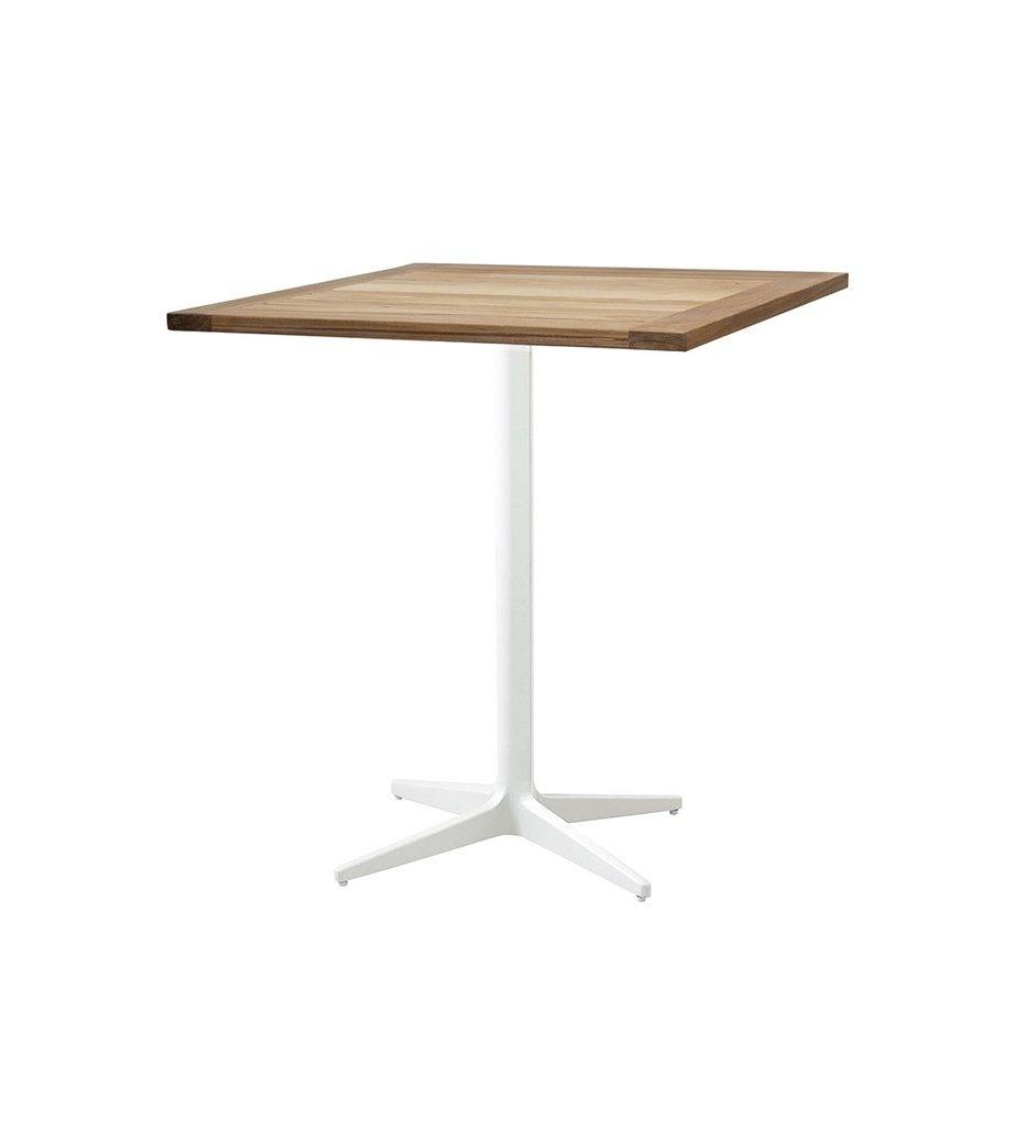 Cane-Line Drop Cafe Table White Base with 28.4&quot; Square Teak Top 50400AW_P064T