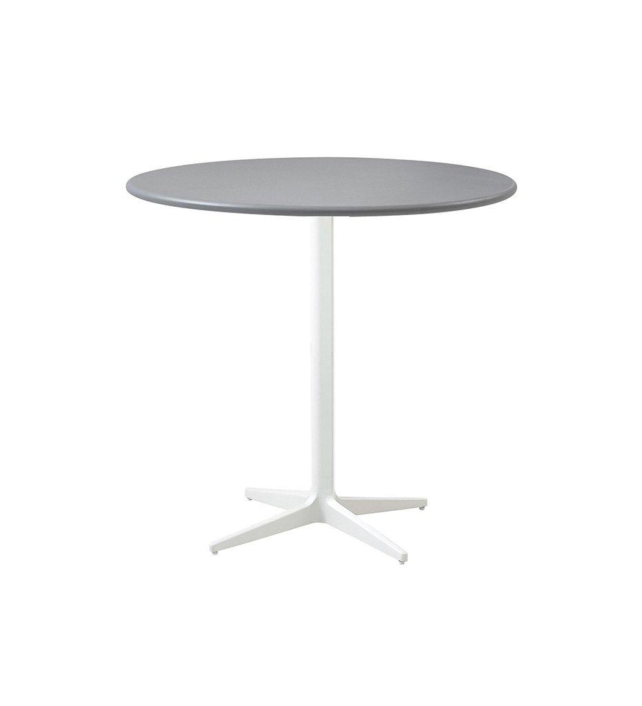 Cane-Line Drop Cafe Table White Base with 31.5&quot; Light Grey Aluminum Top 50400AW+P065AI