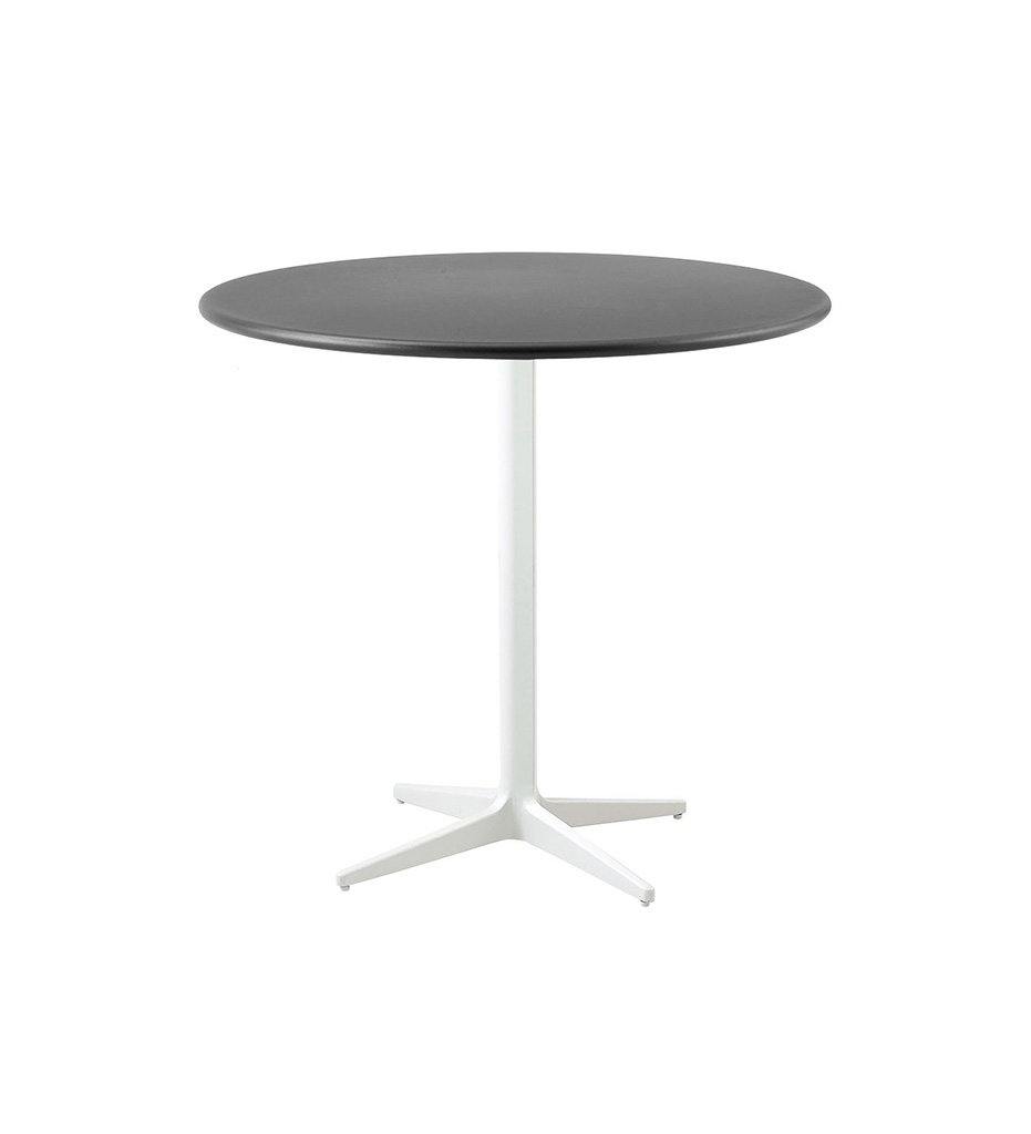 Cane-Line Drop Cafe Table White Base with 31.5&quot; Lava Grey Aluminum Top 50400AW+P065AL