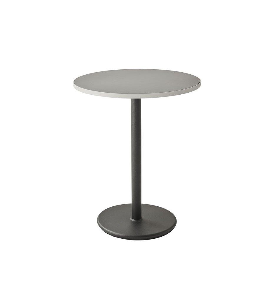 Cane-Line Go Cafe Table Lava Grey Base with Round 23.7&quot; Light Grey Aluminum/Ceramic Top 5042AL_P061AWTII
