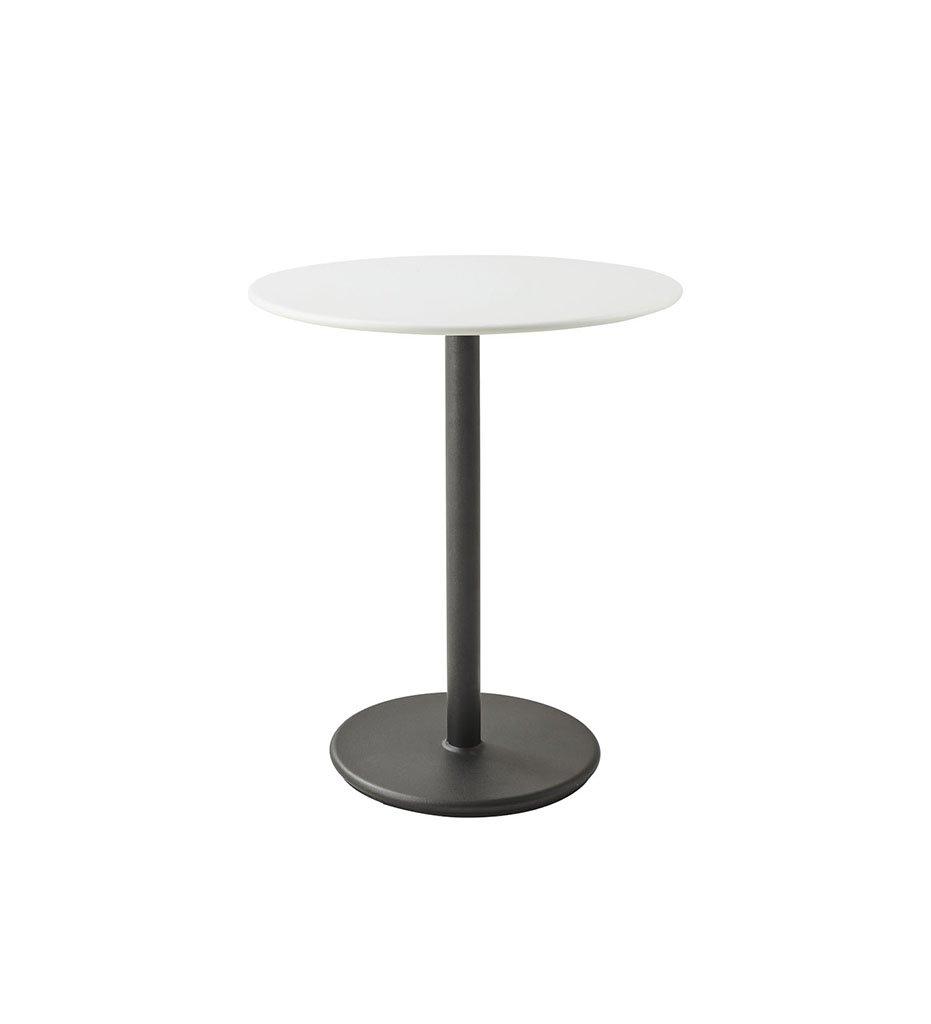 Cane-Line Go Cafe Table Lava Grey Base with Round 23.7&quot; White Aluminum Top 5042AL_P061AW