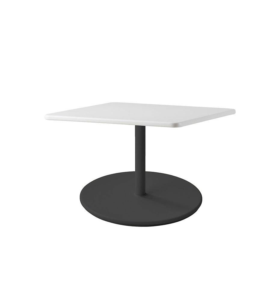Cane-Line Go Low Cafe Table Large Lava Grey Base with Square 29.6&quot; White Aluminum Top 5044AL_P046AW