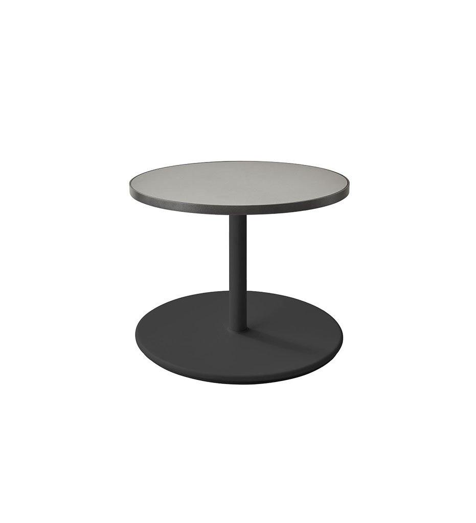 Cane-Line Go Low Cafe Table Lava Grey Base with Round 23.7&quot; Light Grey Aluminum/Ceramic Top 5044AL_P061ALTII