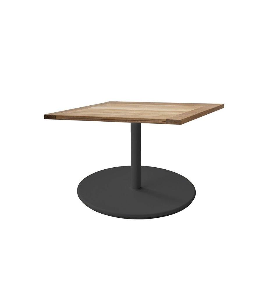 Cane-Line Go Low Cafe Table Large Lava Grey Base with Square 28.4&quot; Teak Top 5044AL_P064T