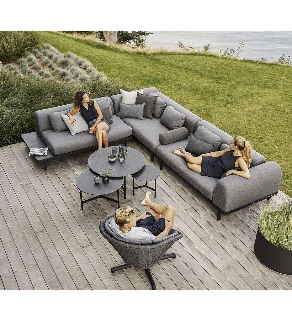 Cane-Line Space 2-Seater Sectional 1 Arm,image:Light Grey-Light Grey AI-AITL # 6540AITL+ 6540BC82 + 6540SC82