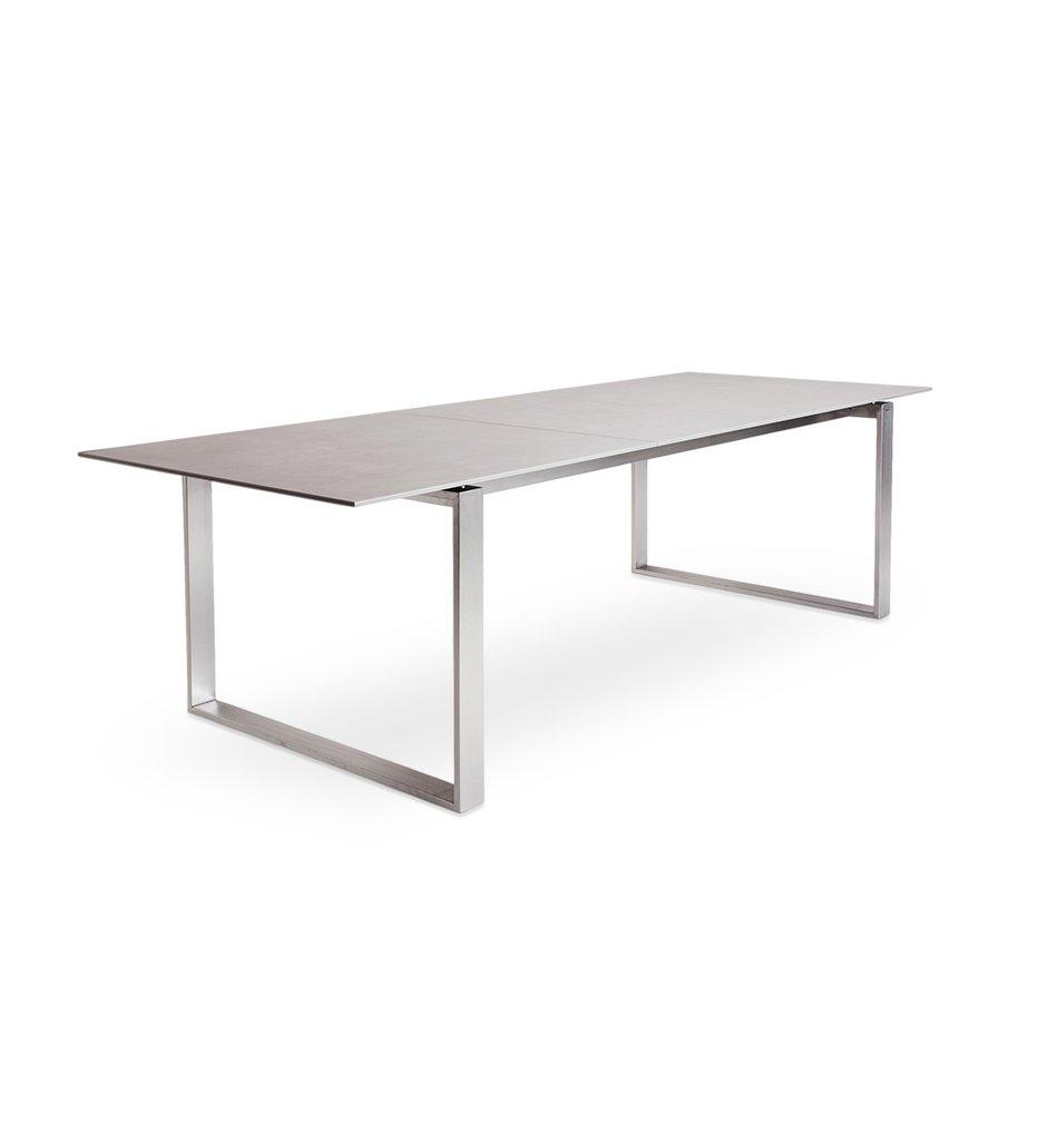Cane-line Edge Extension Stainless Steel Base Outdoor Dining Table with Concrete Grey Ceramic Top 5032ST P032CB