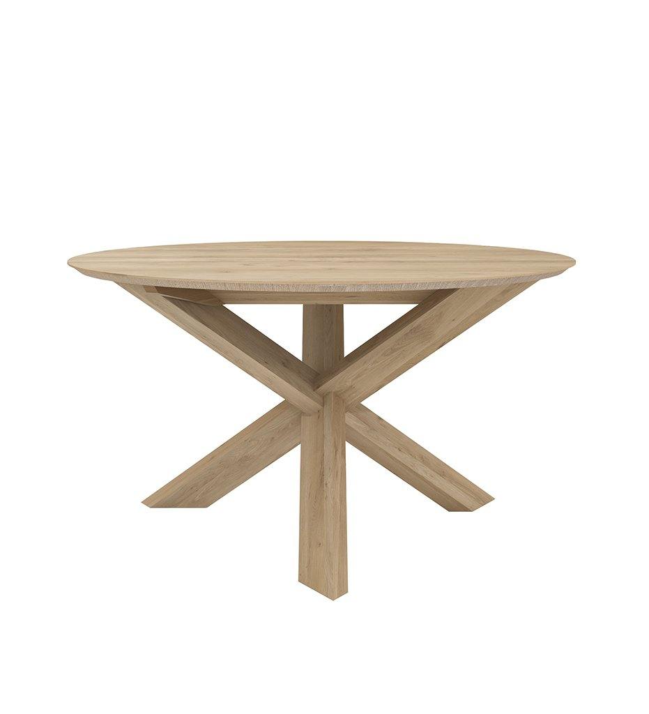 Oak Circle Round Dining Table - 64.5 in