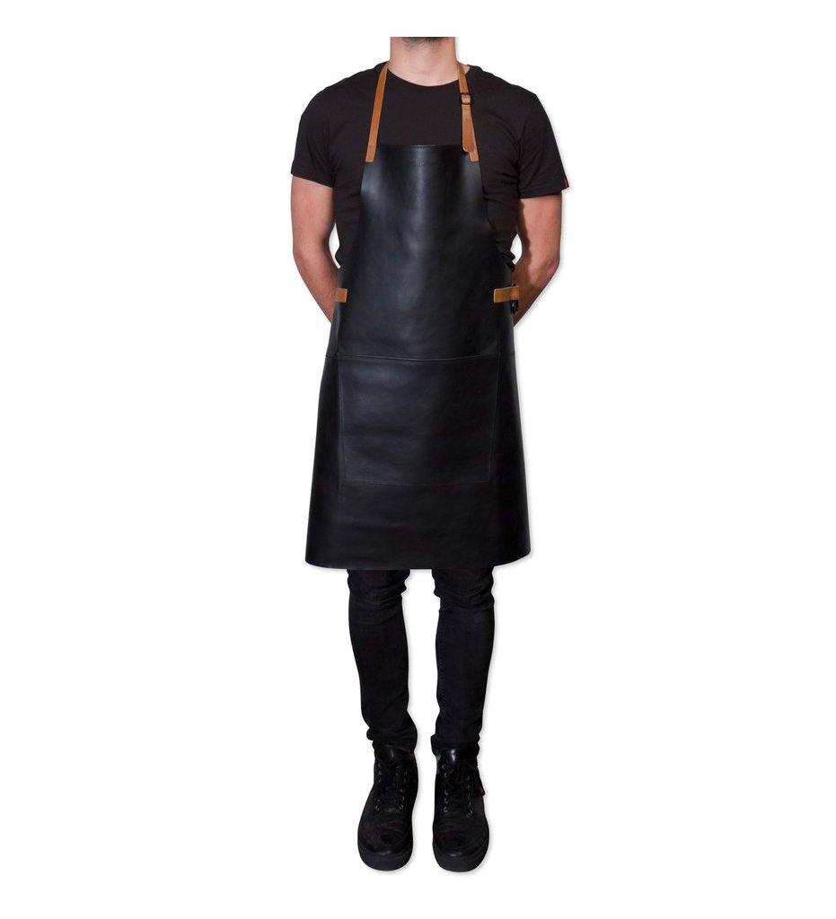 Kiss That Frog Dutchdeluxes Full Length BBQ Style Black with Cognac Straps &quot;Amazing Apron&quot;