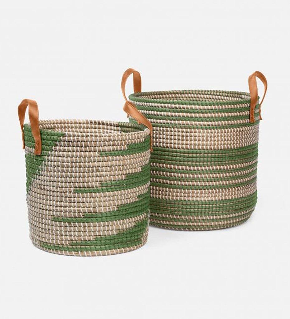 Olinda Nesting Baskets - Green / Natural - Small