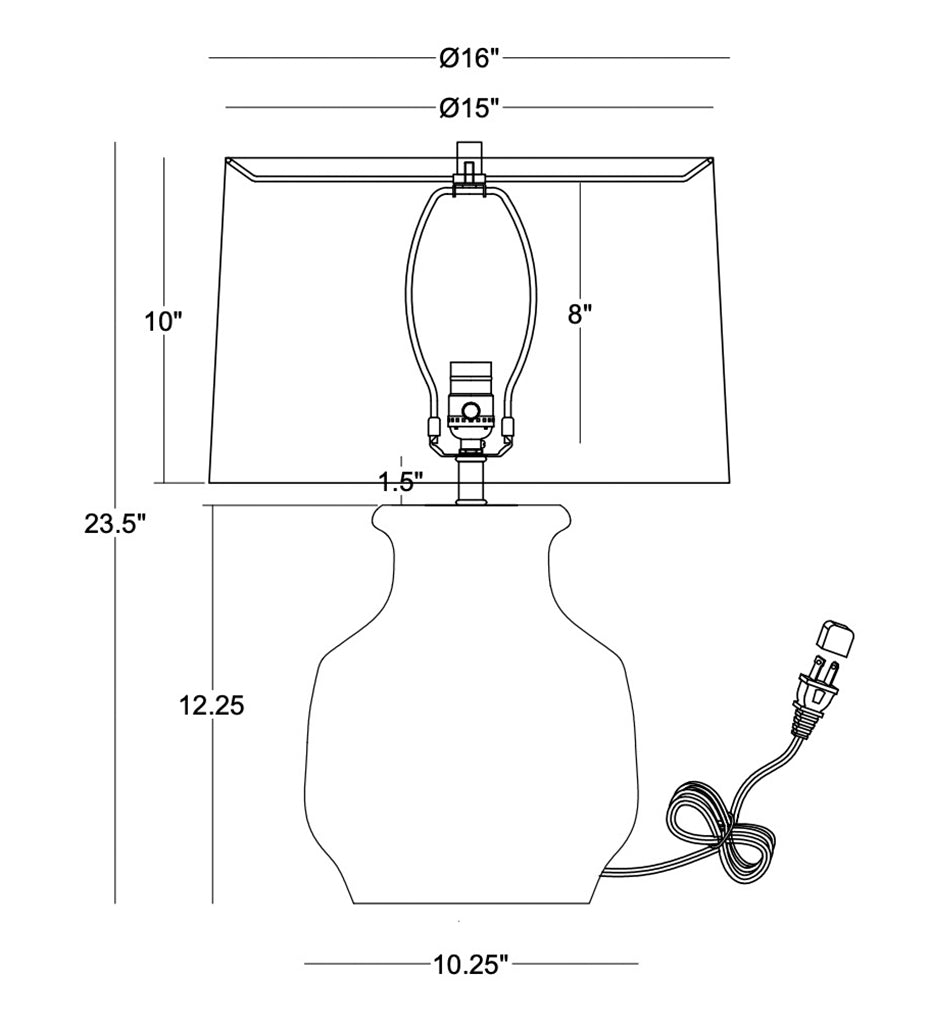 Flow Decor-Belvedere Table Lamp-4639-BGL, measurements