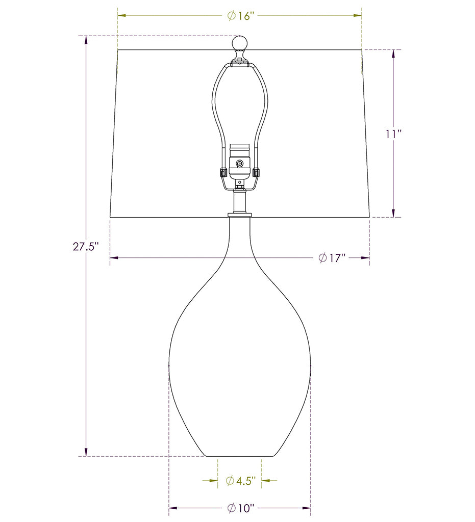FlowDecor-Malone Table Lamp-3852-DImensions