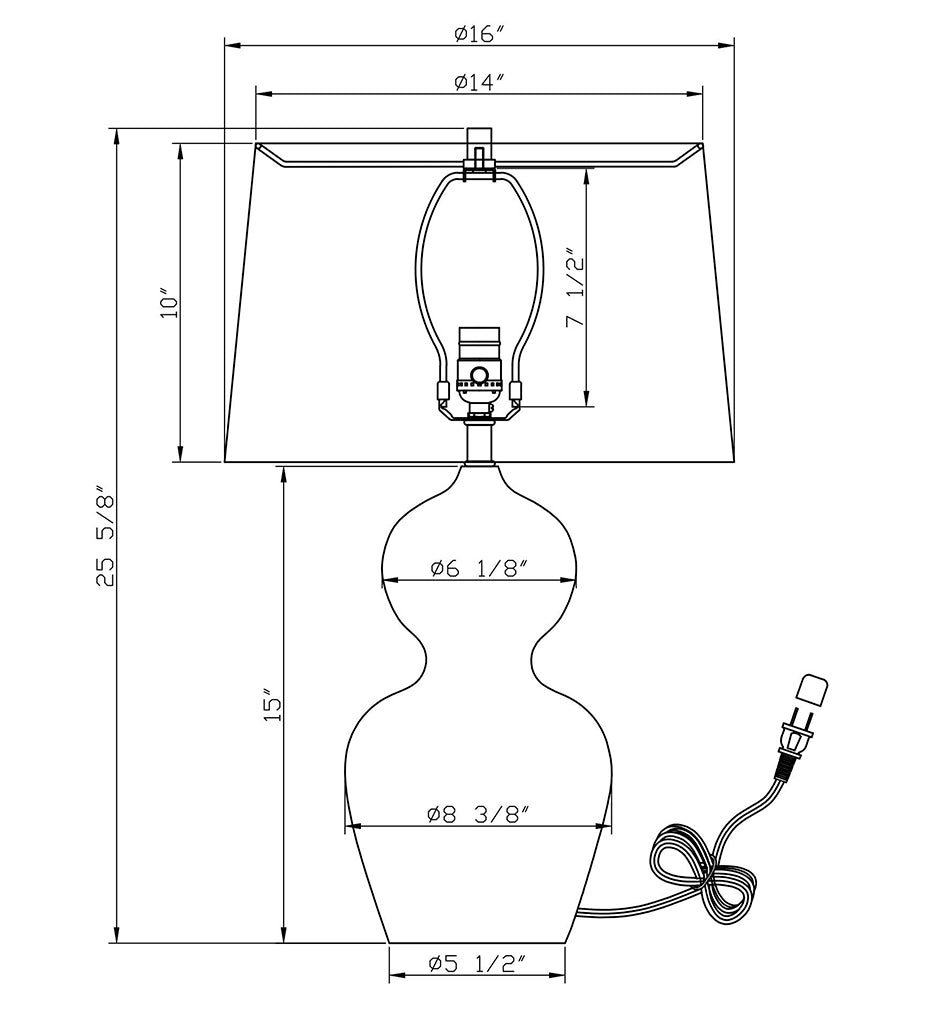 FlowDecor-Theresa Table Lamp-4572-Dimensions