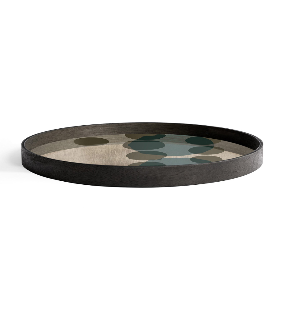 Slate Layered Dots Glass Tray - Round - L