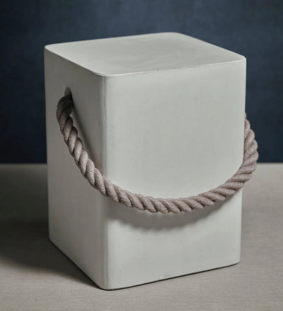 lifestyle, Zodax-Isola Concrete Stool with Rope Handle - White-VT-1392