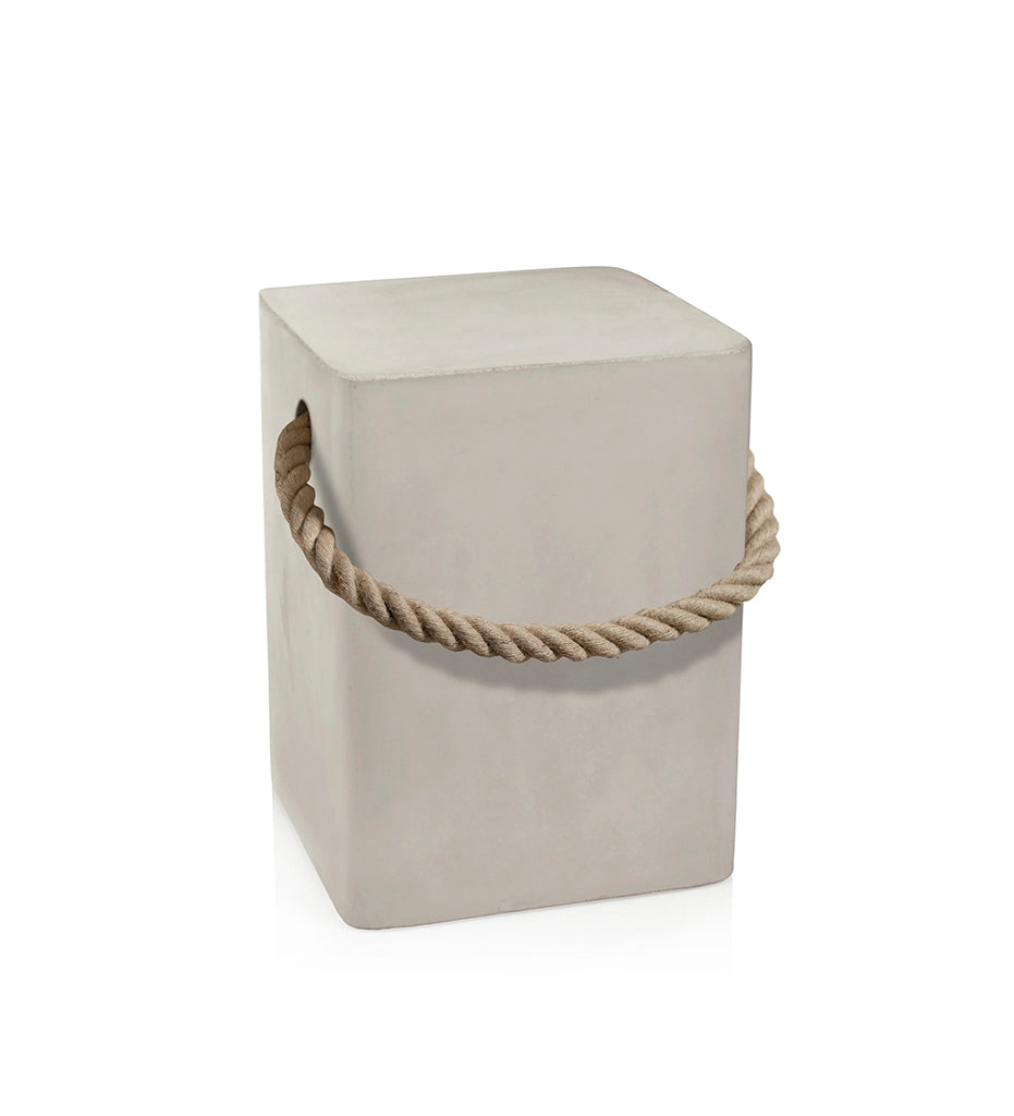 lifestyle, Zodax-Isola Concrete Stool with Rope Handle - White-VT-1392