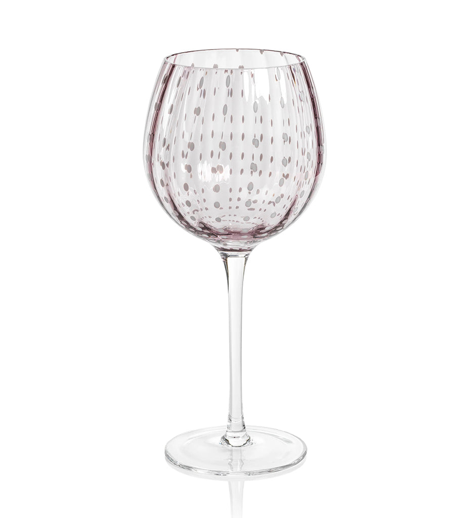 Zodax-Portofino White Dot Wine Glass - Purple-CH-6721