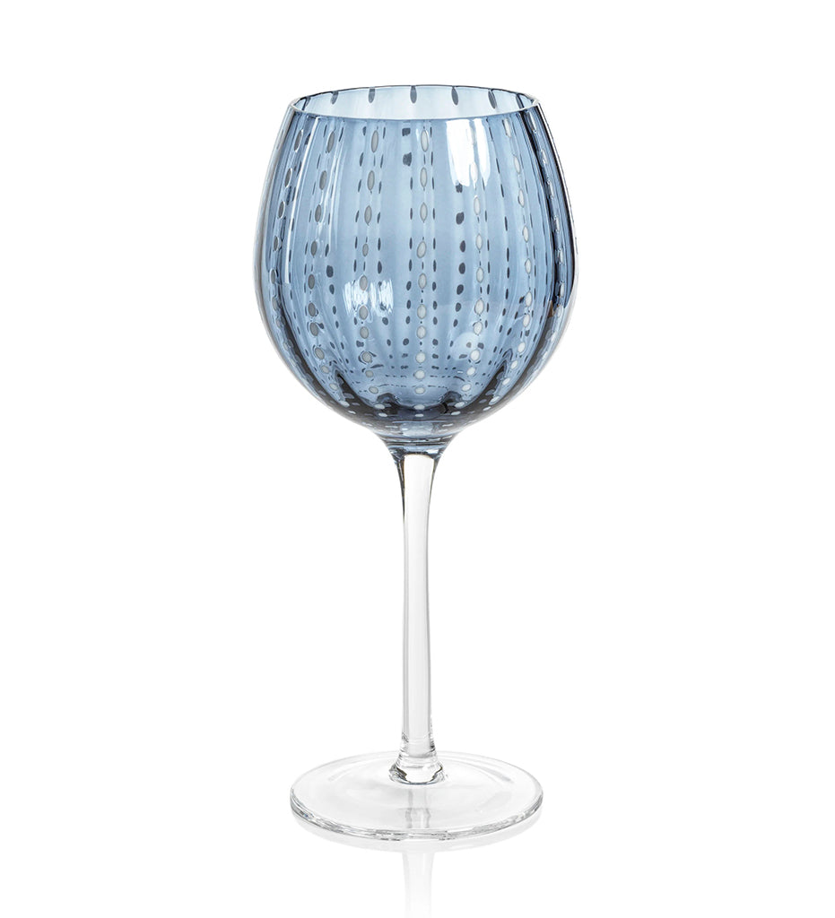 Zodax-Portofino White Dot Wine Glass - Navy Blue-CH-6736