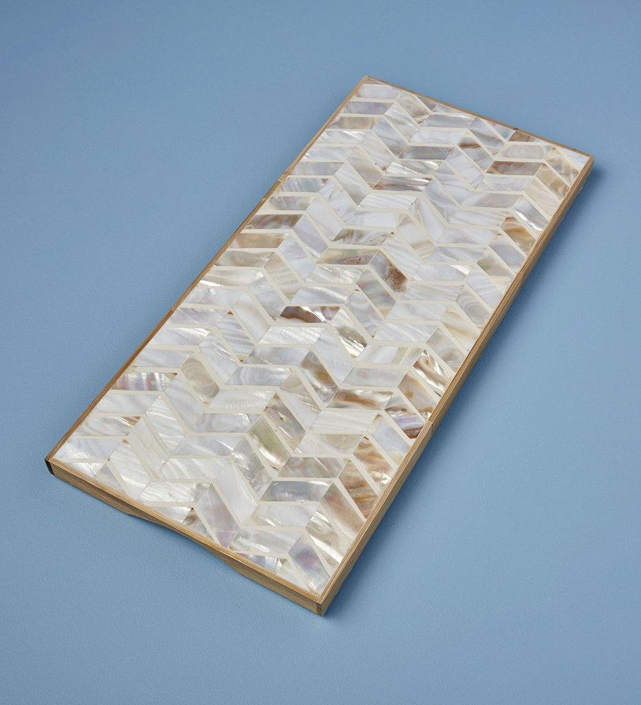 Allred Collaborative- Be Home-Shell Mosaic &amp; Bamboo Rectangular Board