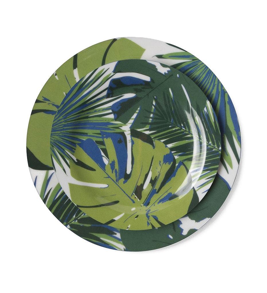 Allred Co-Blue Pheasant-Kinsey Palm Leaf Salad/Dessert Plate, Set of 4 set