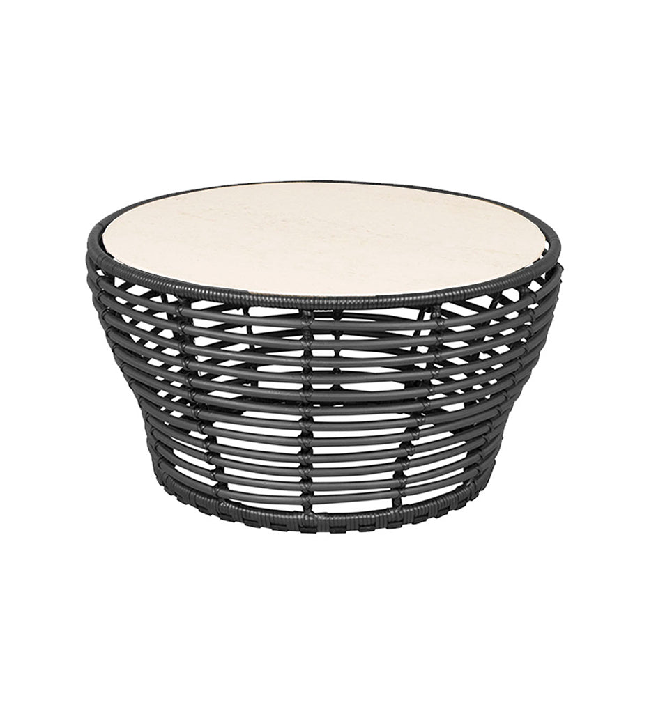 Allred Collaborative - Cane_Line - Basket Coffee Table - Medium - Black frame with Travertine Ceramic Top