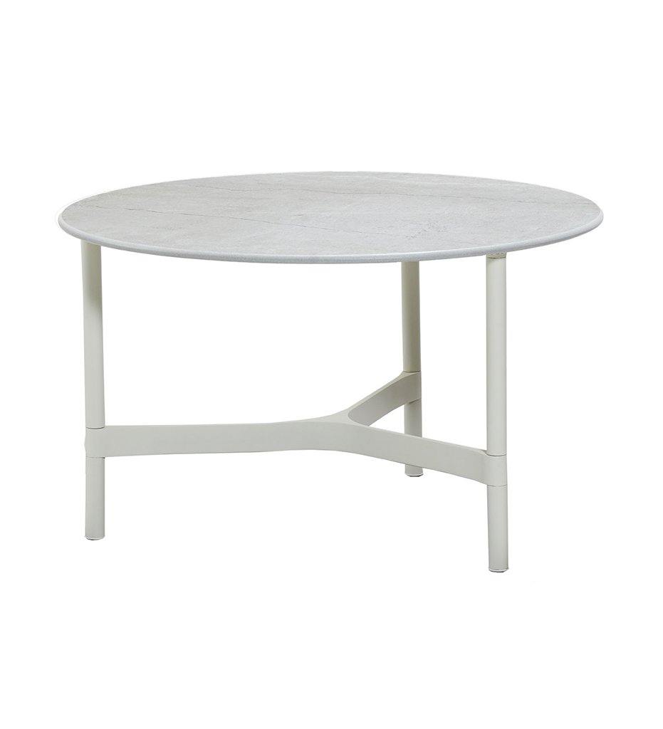 Cane-Line Twist Coffee Table Base - medium White AL Base Grey Ceramic Top 5011AI_P70COG
