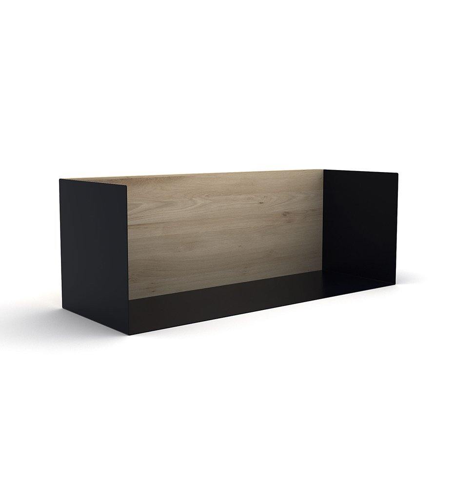 Oak U Shelf - Black - 22 x 8 in. - Side