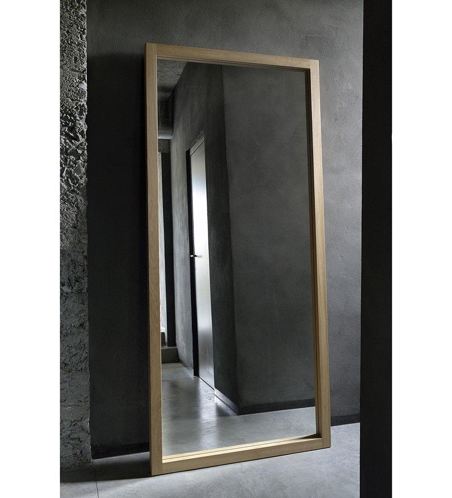 Oak Light Frame Floor Mirror
