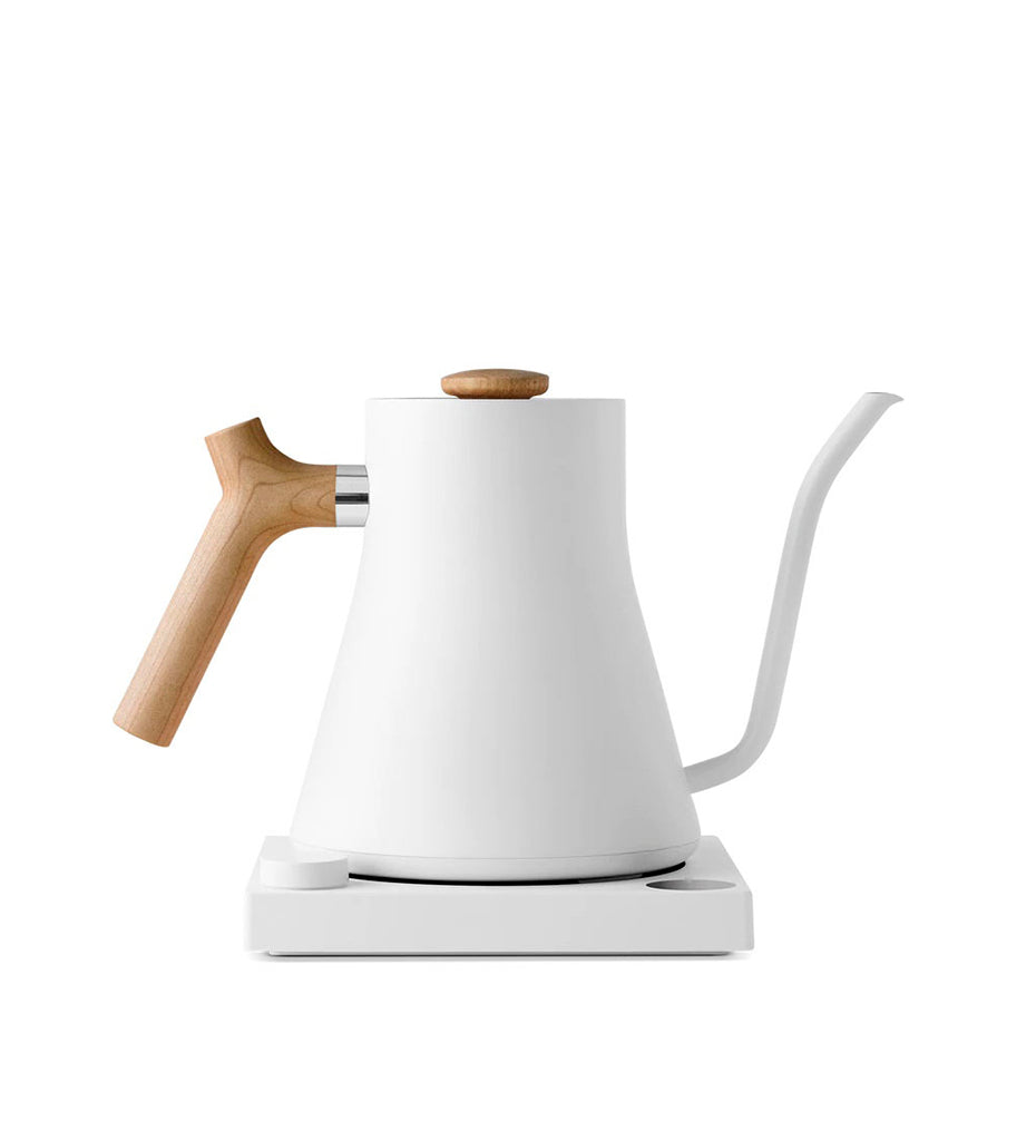 Fellow Stagg EKG Matte White Electric Kettle with Walnut Handle