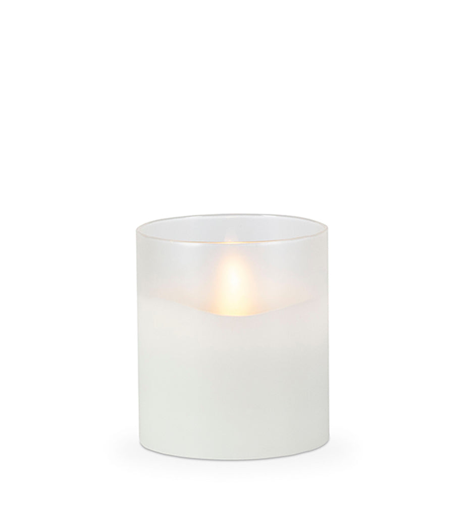 Frosted Glass LED Wax Candle 3.5 x 4