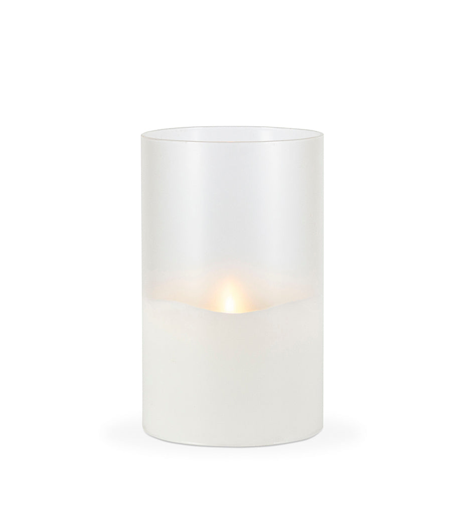 Frosted Glass LED Wax Candle 5 x 8