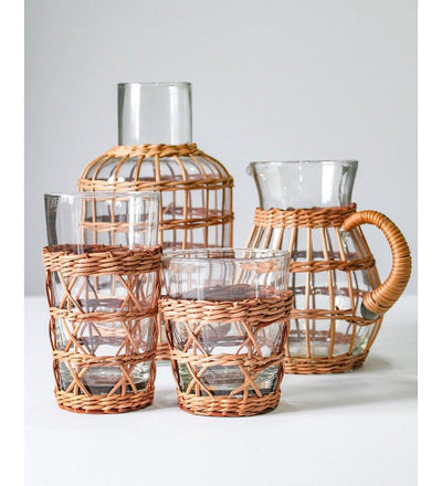 lifestyle, Allred_Co-Kiss_That_Frog-Rattan Cage Wide Tumbler - Set of 4