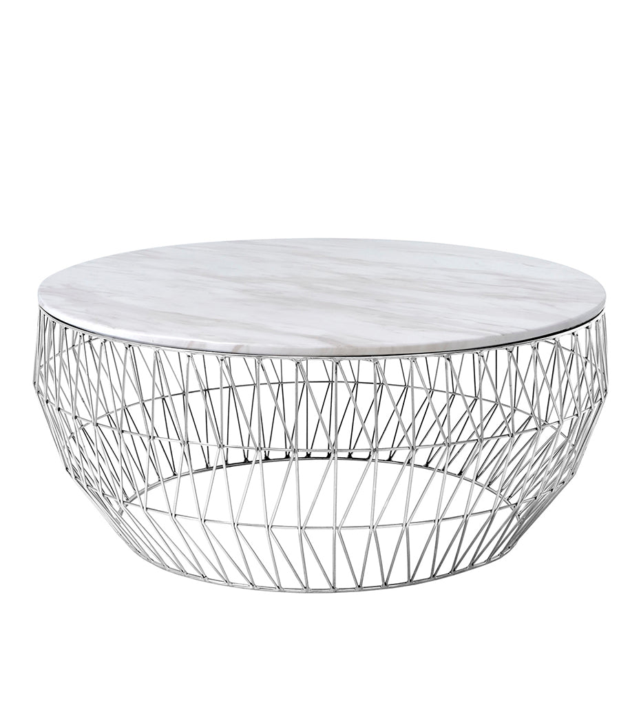 Bend Goods Coffee Table Base - Chrome with White Marble