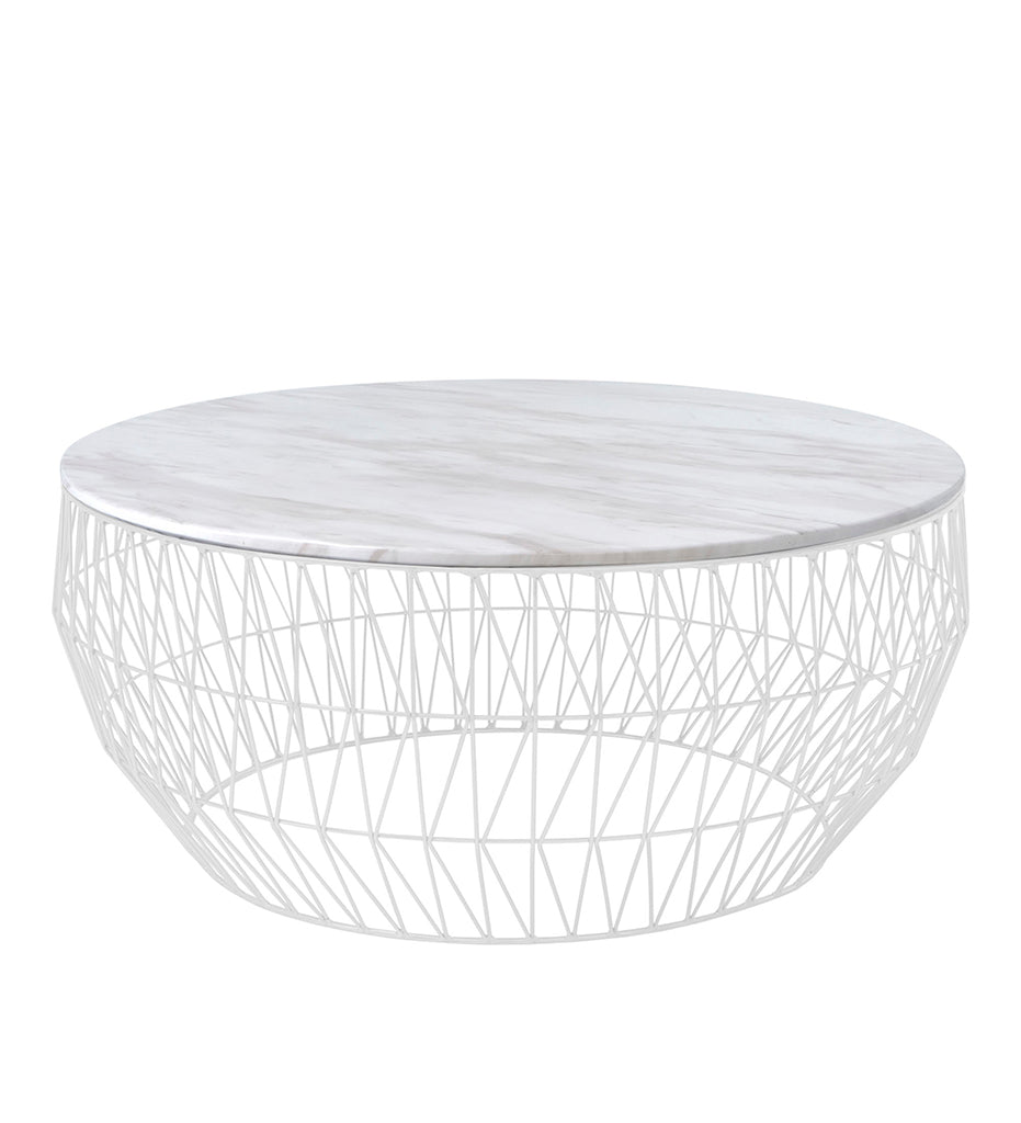 Bend Goods Coffee Table Base - White with White Marble