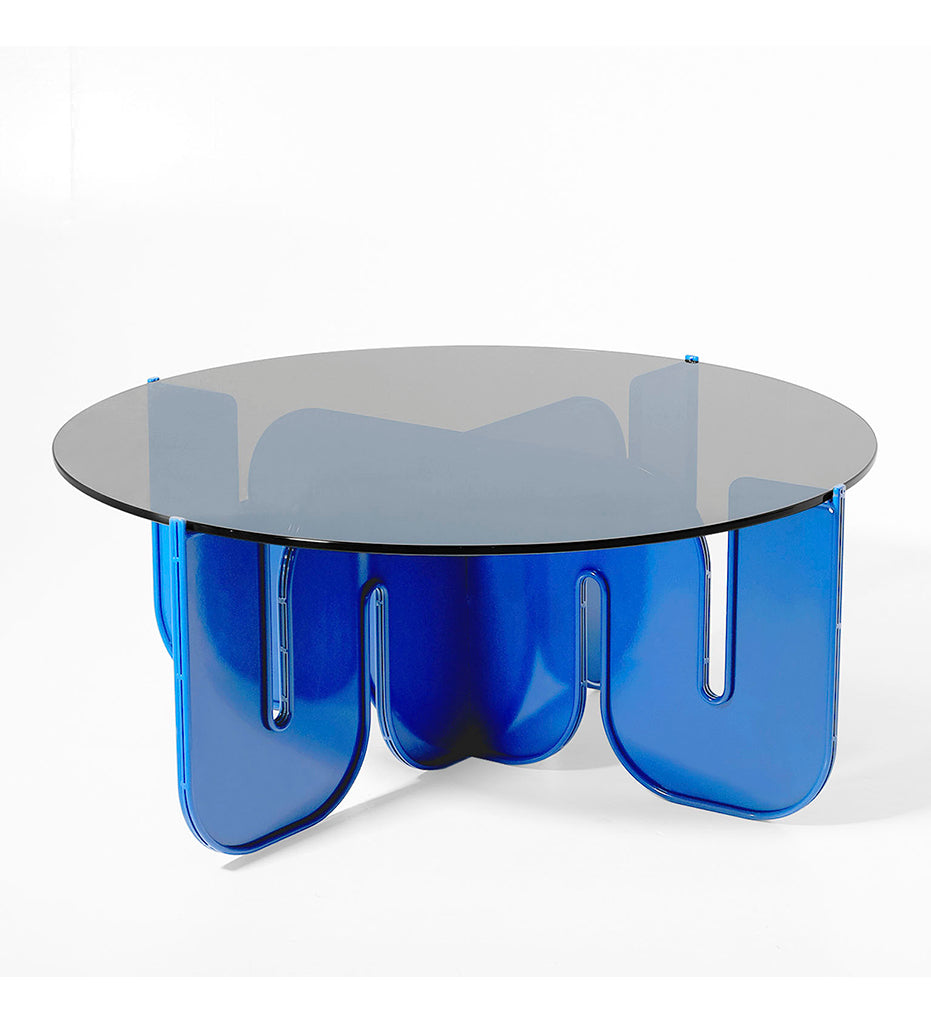 Bend Goods Wave Cocktail Table Base Blue Smoke Glass