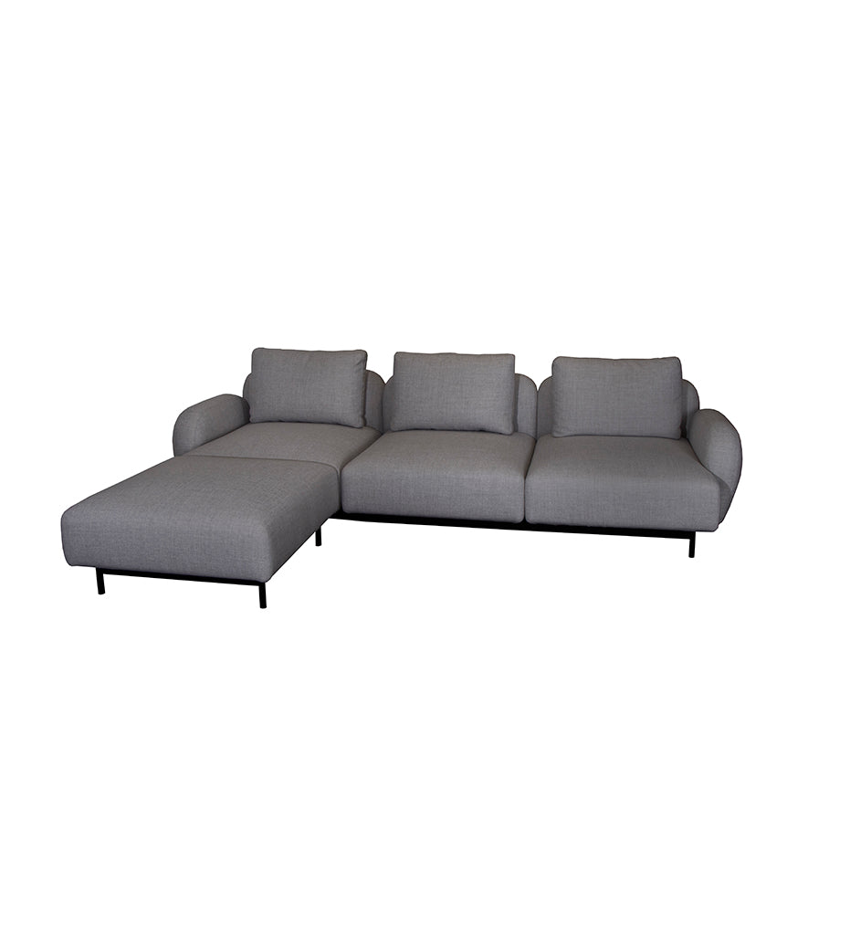 Aura 3-Seater Sofa w/ Low Armrest &amp; Chaise Lounge - Right Facing