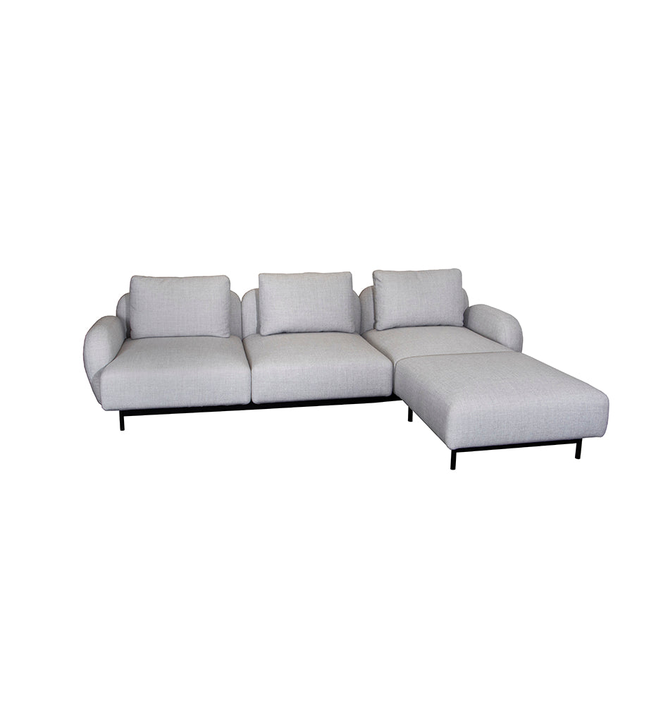 Aura 3-Seater Sofa w/ Low Armrest &amp; Chaise Lounge - Left Facing