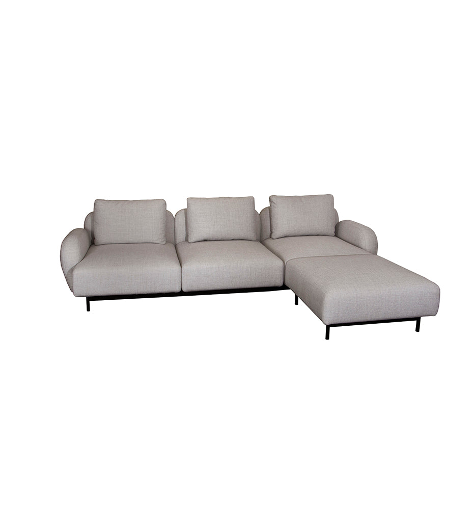 Aura 3-Seater Sofa w/ Low Armrest &amp; Chaise Lounge - Left Facing