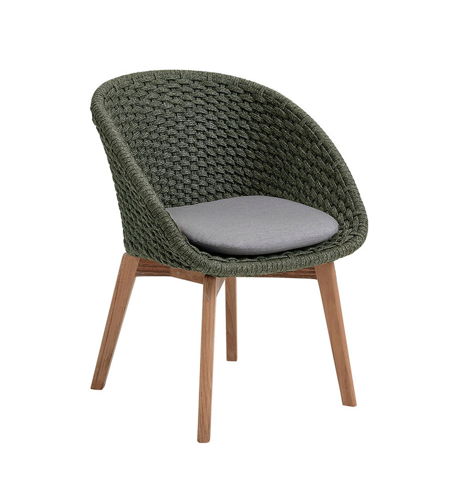 Allred Collaborative - Cane-Line -  Peacock Chair w/ Teak Legs - Outdoor with Grey Natte cuahion